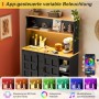 Merax Sideboard 150x120 cm LED Steckdose Weinregal 4 Schubladen Bar_8
