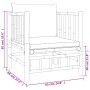Skizze eines Bambus Gartenstuhls mit Kissen, Teil des vidaXL 6-tlg Lounge Sets.
