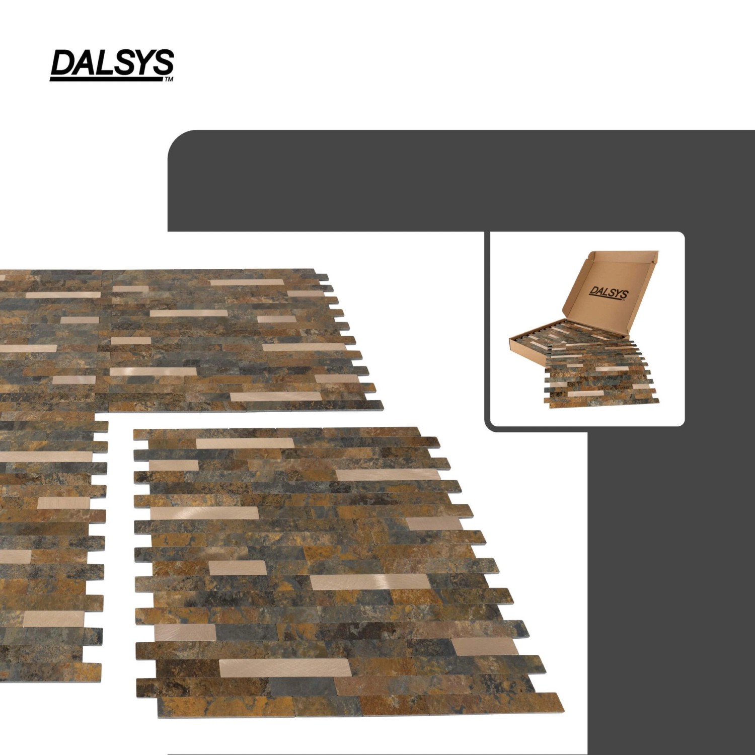 Dalsys Selbstklebende Fliesen 1m² 11 Stück Stein- Marmoroptik Rost Gold_3