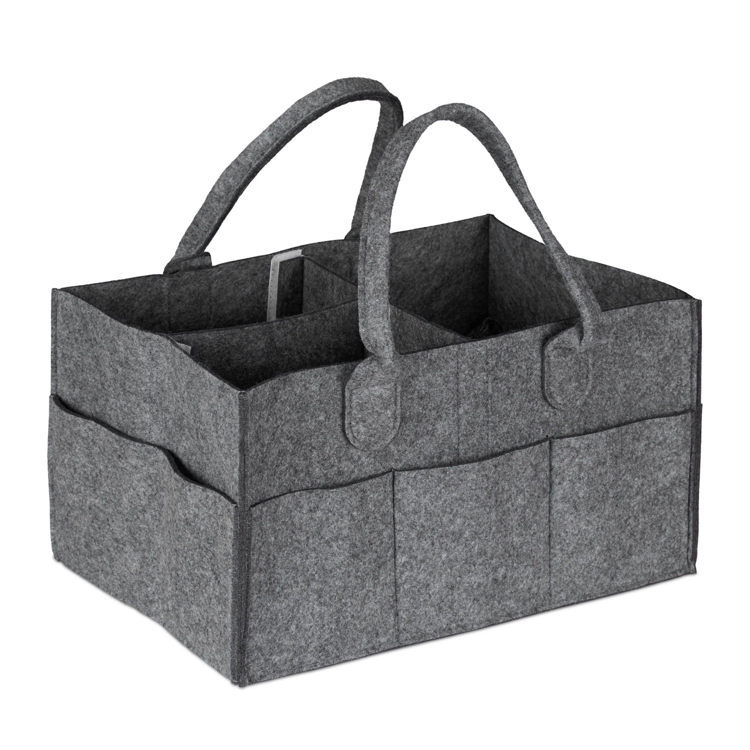 Relaxdays Windel Caddy Filz Dunkelgrau 11 Fächer 33 cm x 23 cm x 18 cm