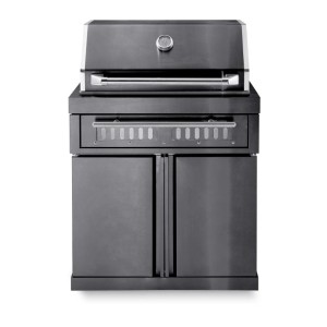 Freistehender MyOutdoorKitchen Holzkohlegrill Black Collection aus Edelstahl.