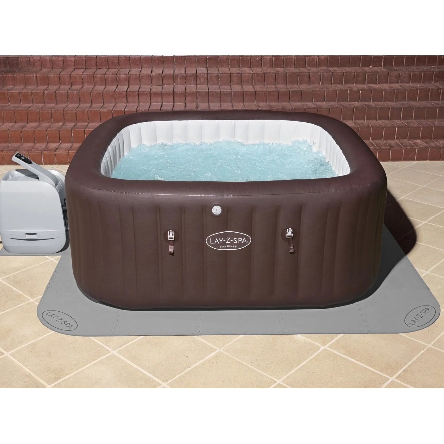 Bestway Lay-Z-Spa Bodenschutzmatte, grau, aus Kunststoff unter Whirlpool