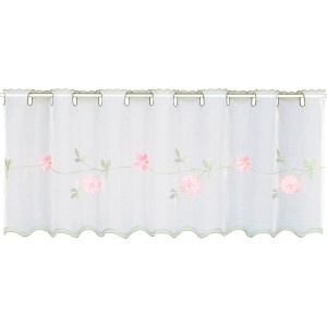 Rosa Fenstervorhang mit Blumenmuster, Neusser Collection Telma, 45x135 cm.