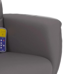 Detailansicht: Grauer Massagesessel mit Fernbedienung und Kunstlederbezug.