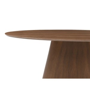 Vente-unique Esstisch Antelada, rund, aus dunklem Nussbaumfurnier. Moderner Holztisch für 6 Personen.
