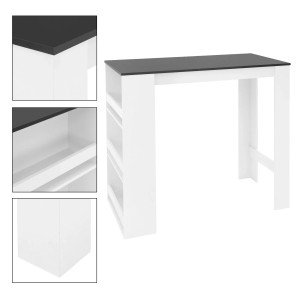 ML-Design Bartisch mit Regal, weiß-anthrazit, 117x106x57 cm. Stehtisch mit 3 Fächern.