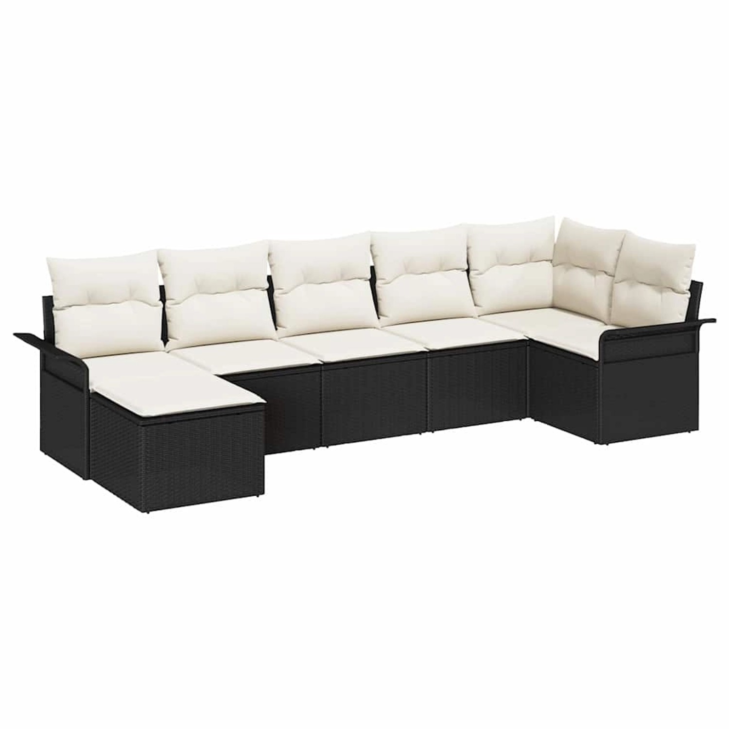 vidaXL 7-Teiliges Gartensofa-Set mit Kissen in Schwarz aus Poly Rattan 3354 günstig online kaufen