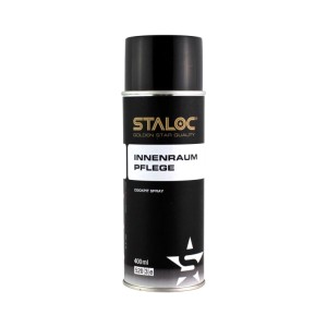 Staloc Cockpitspray 400ml für Innenraumpflege. Schwarze Sprühdose mit goldener Schrift, antistatisch für Fahrzeug-Kunststoff.