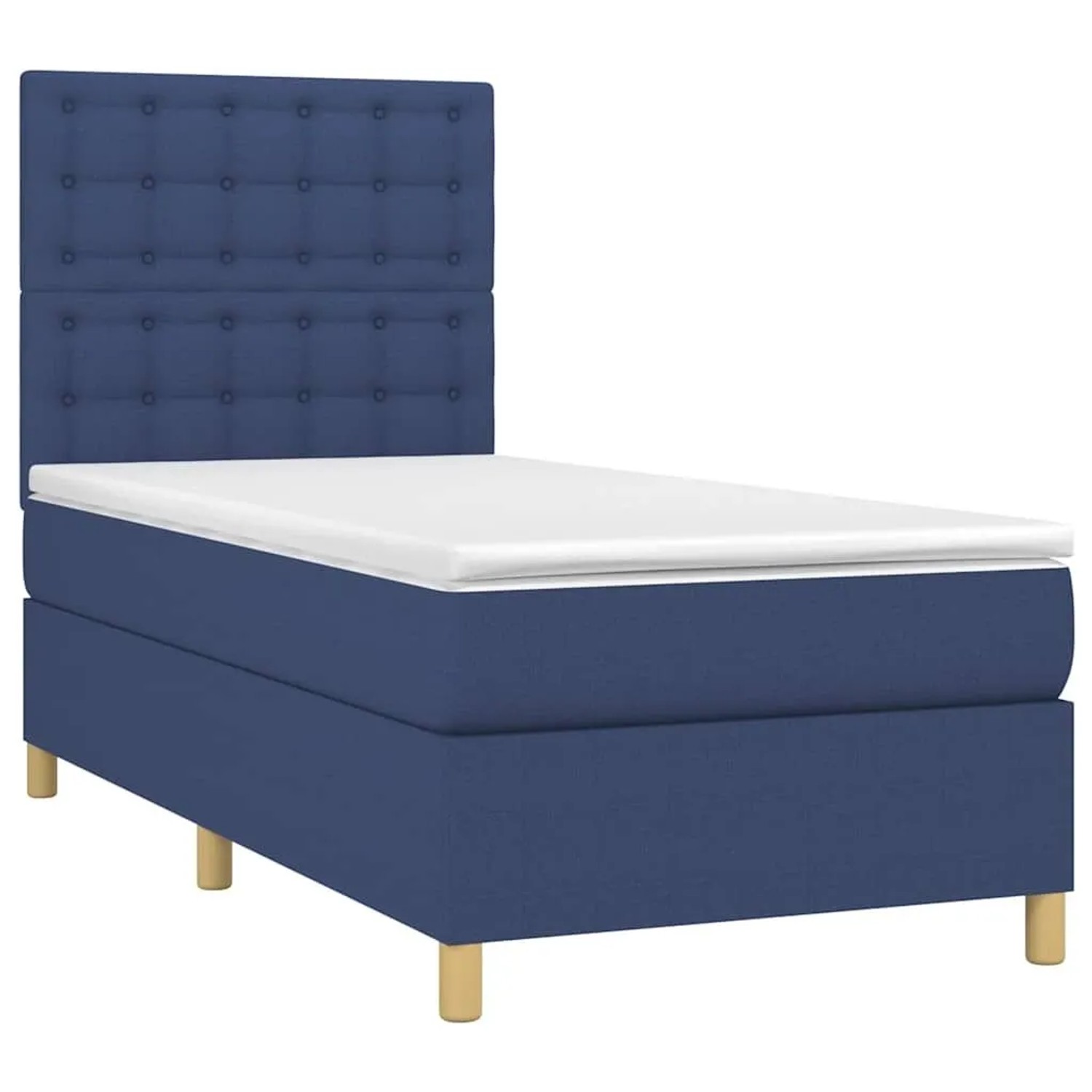 vidaXL Boxspringbett mit Matratze & LED Blau 90x200 cm Stoff 3135731 günstig online kaufen