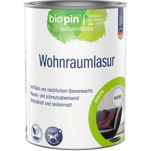 Dose Biopin Wohnraumlasur Weiß, lösemittelfreie Holzlasur für Innenräume.