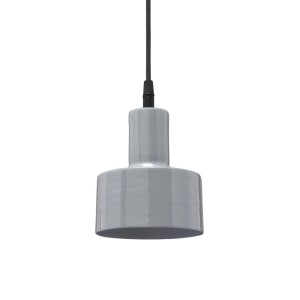 PR Home Solo Pendelleuchte, kleine graue Hängelampe aus Metall mit Textilkabel.