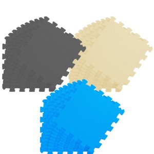 LittleTom Puzzlematte, 27-teiliges Set in Grau, Beige und Blau. Weiche Spielmatte für Babys und Kinder.