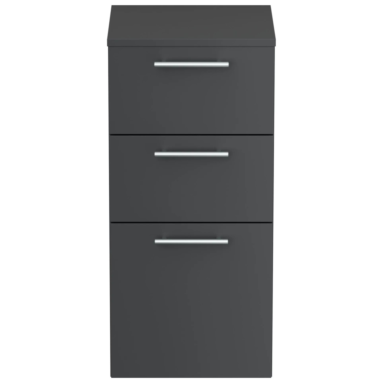 Posseik Midischrank, 75 cm, Grafit, mit 2 Schubladen und einer Tür. Bad-Einbauschrank mit Soft-Close.