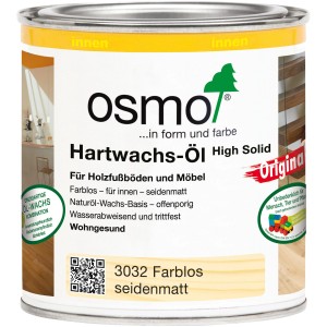 Dose Osmo Hartwachs Öl Farblos, seidenmatt für Holzfußböden und Möbel im Innenbereich.