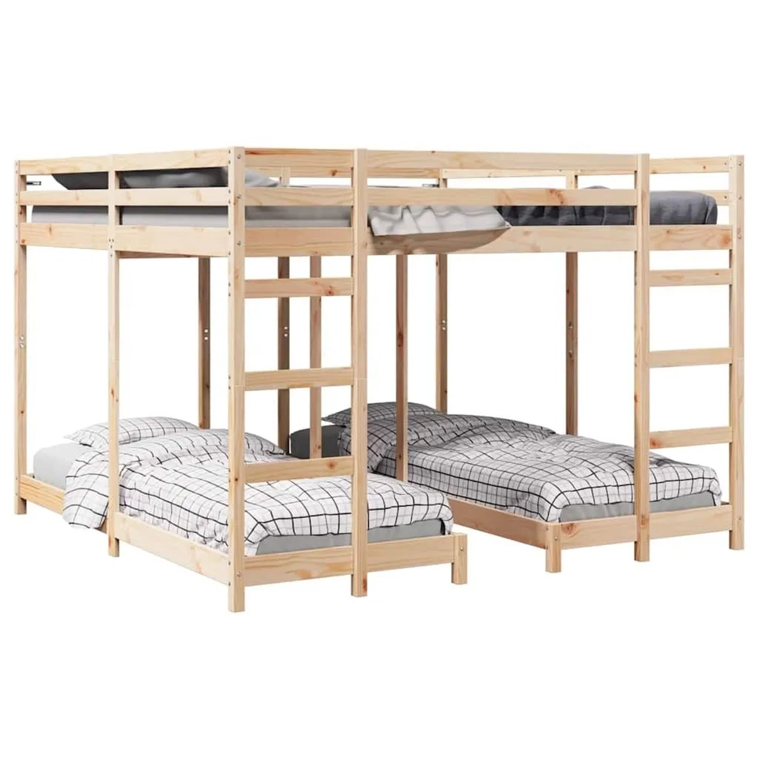 vidaXL Dreifach Etagenbettrahmen Natur 80 / 200 x 200 cm 3414558 günstig online kaufen