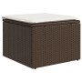 Brauner Poly Rattan Fußhocker mit Kissen, Teil der 6-tlg. vidaXL Garten-Sofagarnitur.