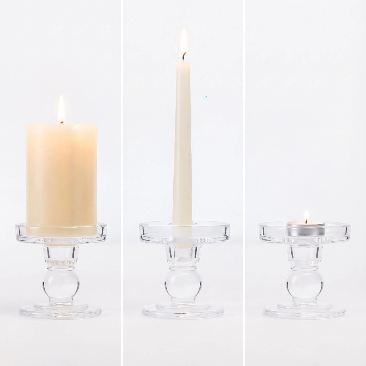 Relaxdays Kerzenhalter 2er Set Glas Transparent Stabil 8,5 cm x 8,5 cm_5