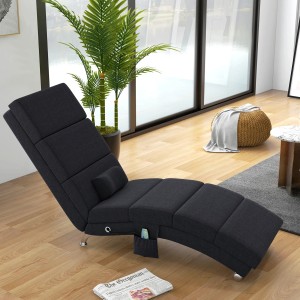 Schwarze HOMCOM Relaxliege mit Massagefunktion aus Polyester und Stahl.