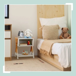 Relaxdays Kindernachttisch MDF Kiefernholz Offenes Fach 42 cm x 34 cm x 30 cm 3,4 kg