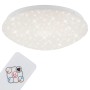 Weiße Brilo LED Deckenleuchte Moon mit Sternenmuster, dimmbar mit Fernbedienung.