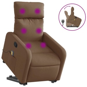 Brauner vidaXL Massagesessel mit Aufstehhilfe aus Stoff, mit Vibrationsmassage und Aufstehfunktion.