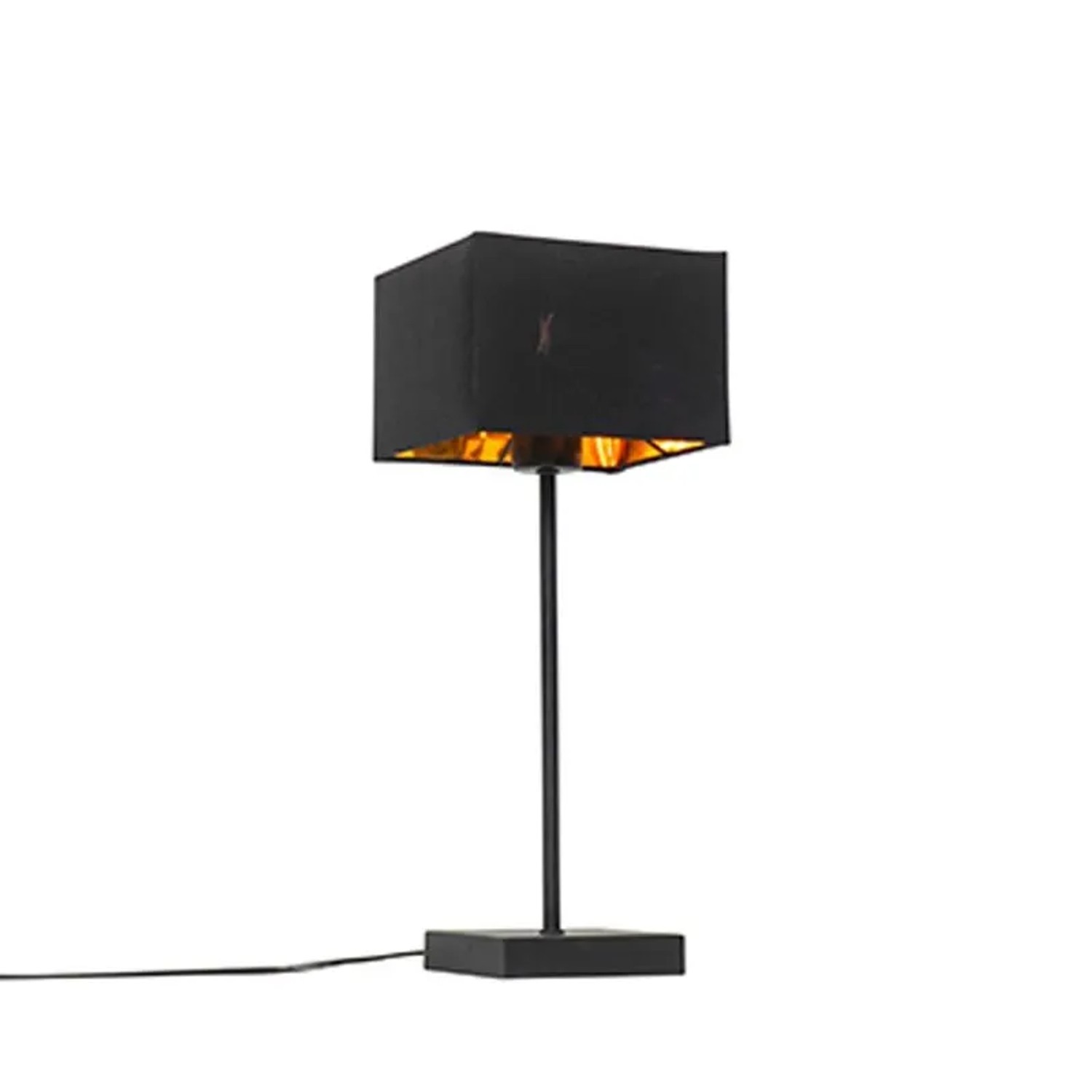 QAZQA Moderne Tischlampe Schwarzer Stoffschirm Schwarz mit Gold VT 1