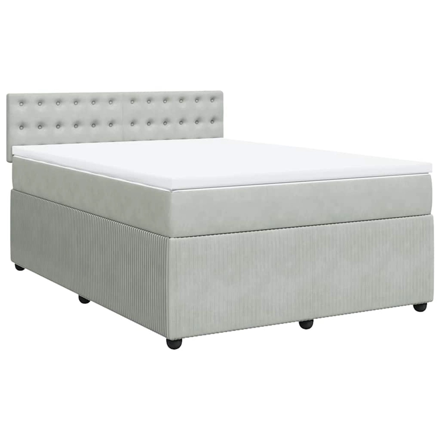 vidaXL Boxspringbett mit Matratze Hellgrau 140x200 cm Samt 3287770 günstig online kaufen