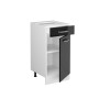 Vicco Küchenunterschrank R-Line, Schwarz Hochglanz/Weiß, 40 cm, Arbeitsplatte Eiche
