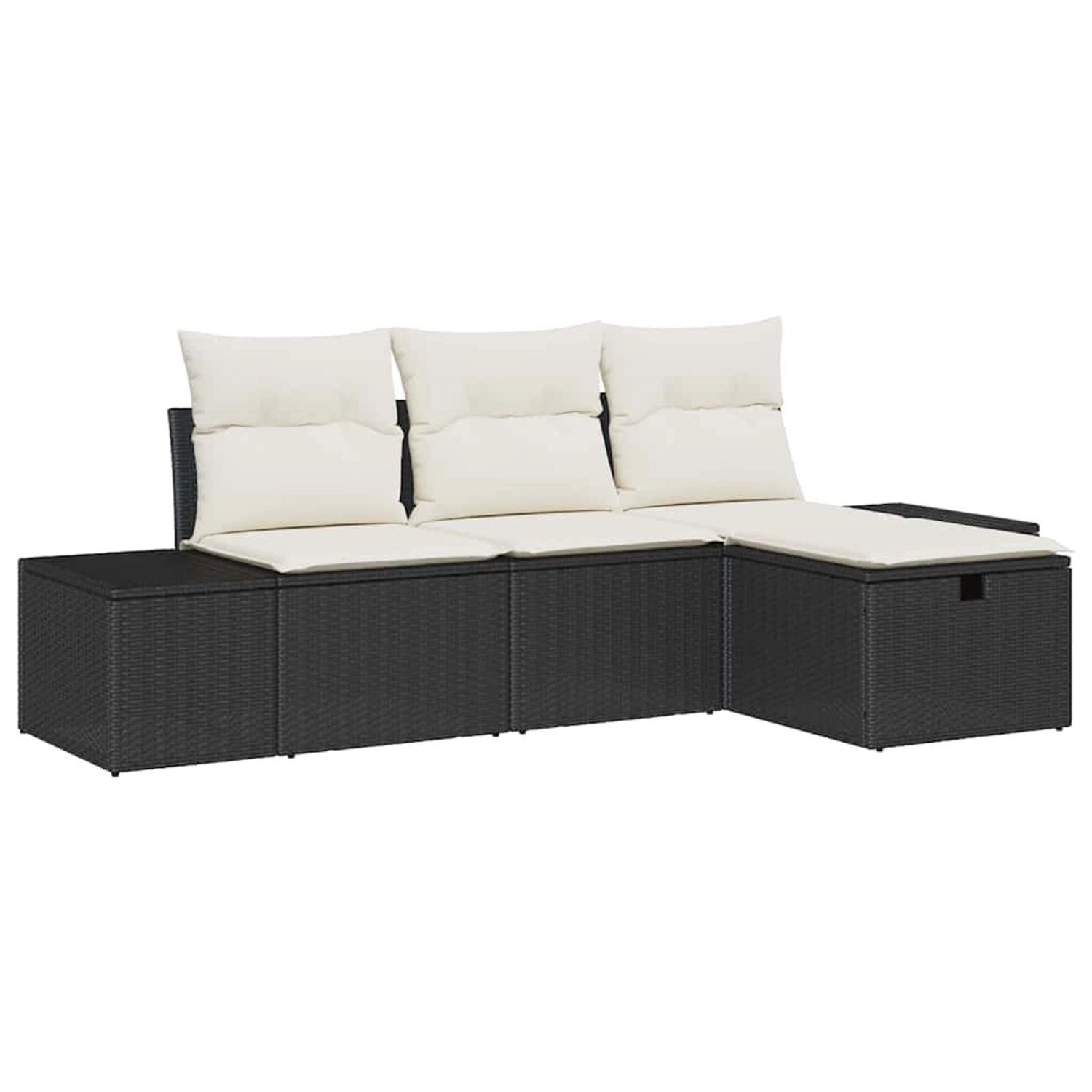 vidaXL Garten-Sofa-Set mit Kissen 4-Tlg Schwarz Poly Rattan 3359346 günstig online kaufen