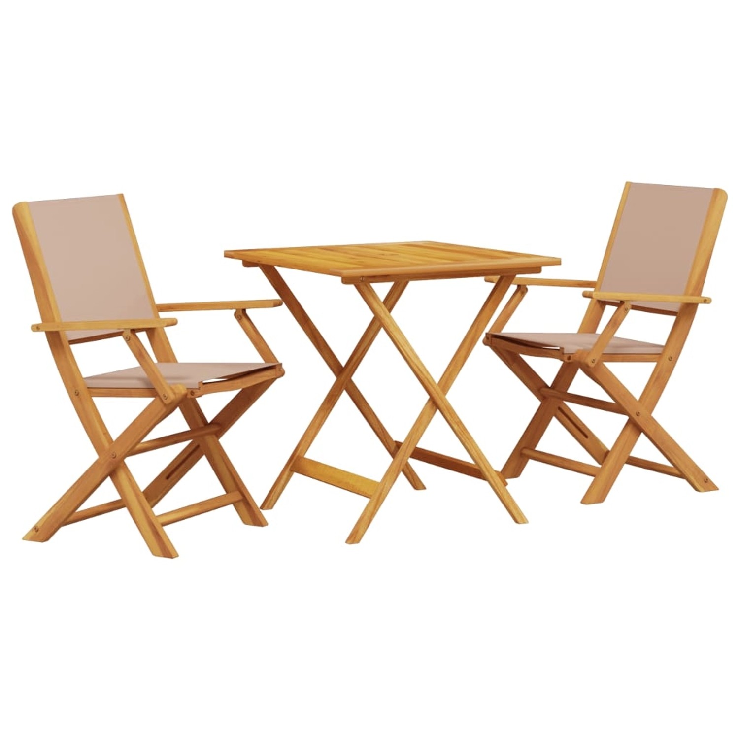 vidaXL 3-tlg Bistro-Set Taupe Stoff und Massivholz Modell 5