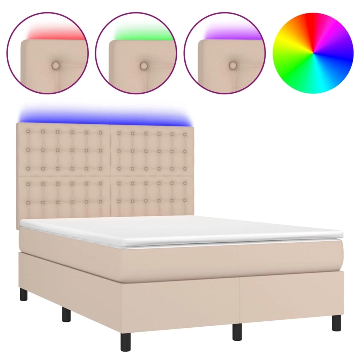 vidaXL Boxspringbett mit Matratze & LED Cappuccino-Braun 140x190cm 3135944 günstig online kaufen