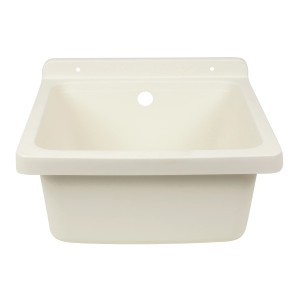 Sanitop-Wingenroth Ausgussbecken, 40 cm, aus weißem Kunststoff für die Wandmontage.