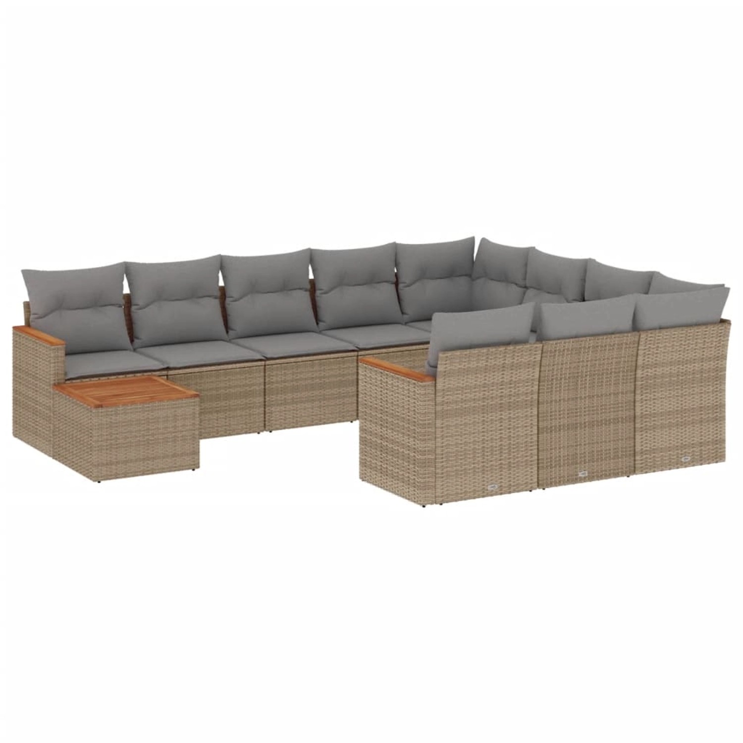 vidaXL 11-Tlg Garten-Sofagarnitur mit Kissen Beige Poly Rattan 3258769