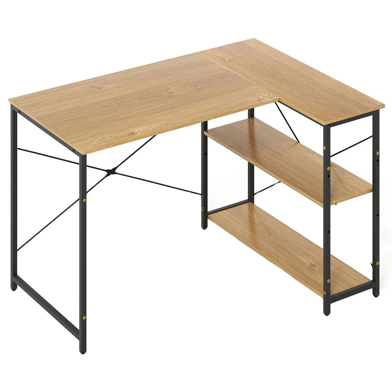 Costway L-Förmiger Schreibtisch Reversibel Regal Natur 118 x 86 x 74 cm günstig online kaufen