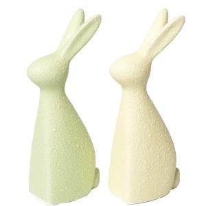 Brauns-Heitmann Porzellan-Hasen, 2er Set in Gelb und Grün, ca. 17 cm hoch, Osterdeko.
