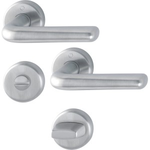 Hoppe Rosetten Garnitur Helsingborg Edelstahl Matt WC-Türbeschlag mit WC-Drehriegel