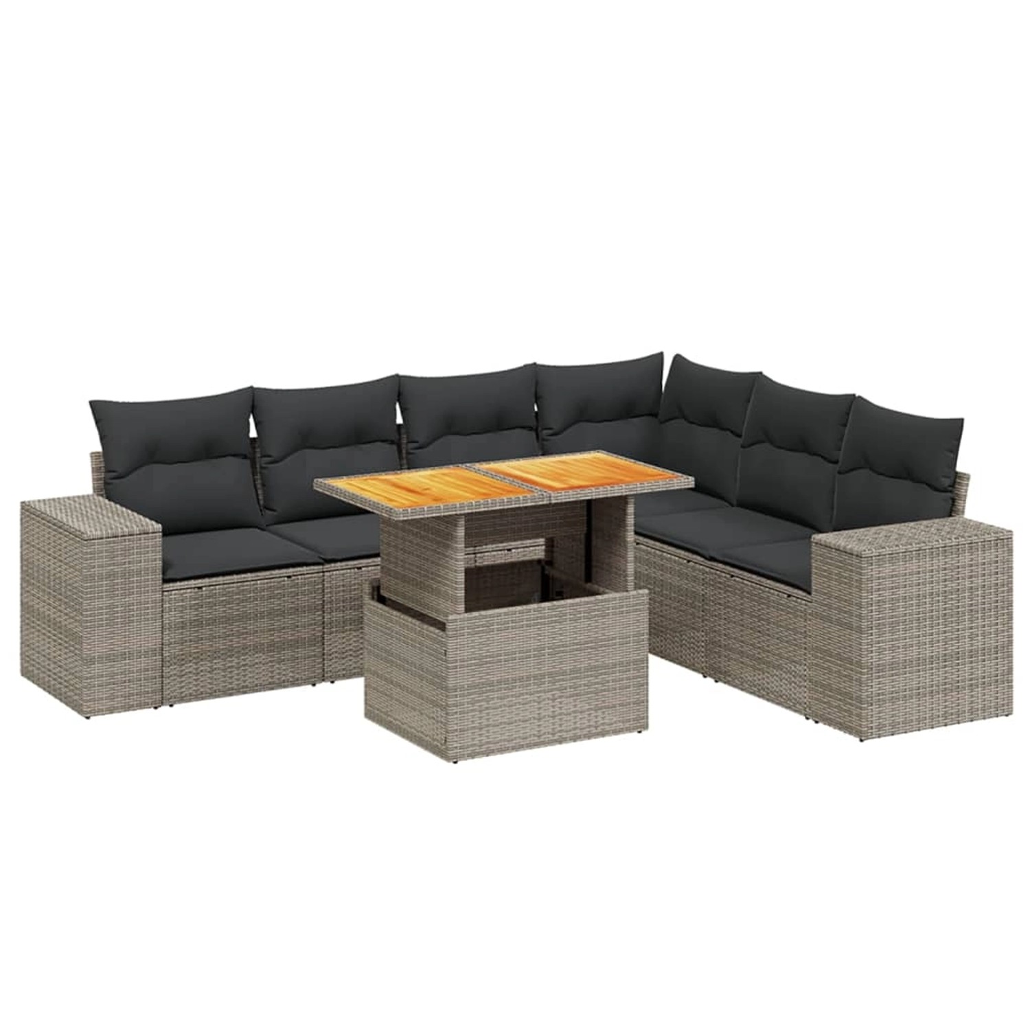 vidaXL 7-Tlg Garten-Sofagarnitur mit Kissen Grau Poly Rattan 3272656 günstig online kaufen