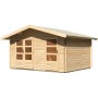 Karibu Holz-Gartenhaus Normes mit Satteldach, unbehandelt, 402x312 cm.