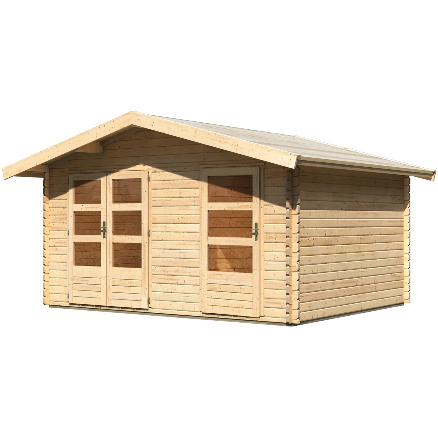 Karibu Holz-Gartenhaus Normes mit Satteldach, unbehandelt, 402x312 cm.