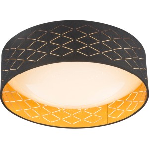 Moderne, weiße Globo Deckenleuchte Clarke aus Metall mit Dekorstanzungen für Schlafzimmer.