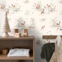 ESTAhome Tapete Hirsche Crème-Beige (50x900cm) im Kinderzimmer. Dekorative Tapete mit Tiermotiv.