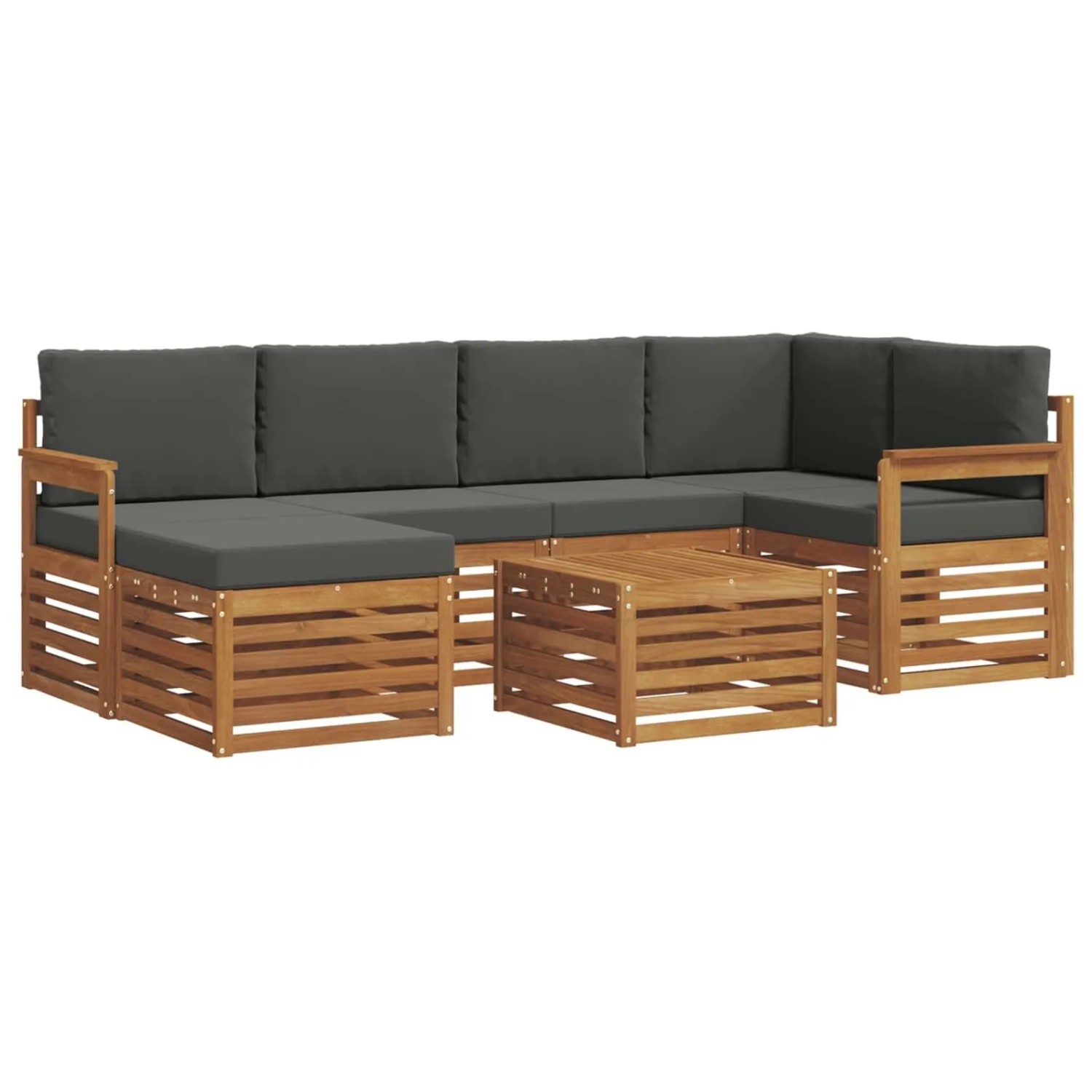 vidaXL Sofagarnituren 7 Tlg Natur und Anthrazit Massivholz Akazie 3375117