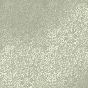 Naturfarbene Vliestapete mit floralem Muster von William Morris, Marigold Fibrous, 10 m x 52 cm.