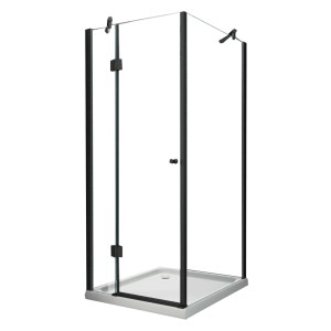 Glasdeals Duschkabine NOVUM, 100x100 cm, schwarze Profile, Klarglas. Dusche für moderne Bäder.