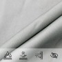 Nahaufnahme des hellgrauen Polyester Oxford Sonnensegel-Stoffs, wasserdicht, UV-beständig, wind- & blickdicht.