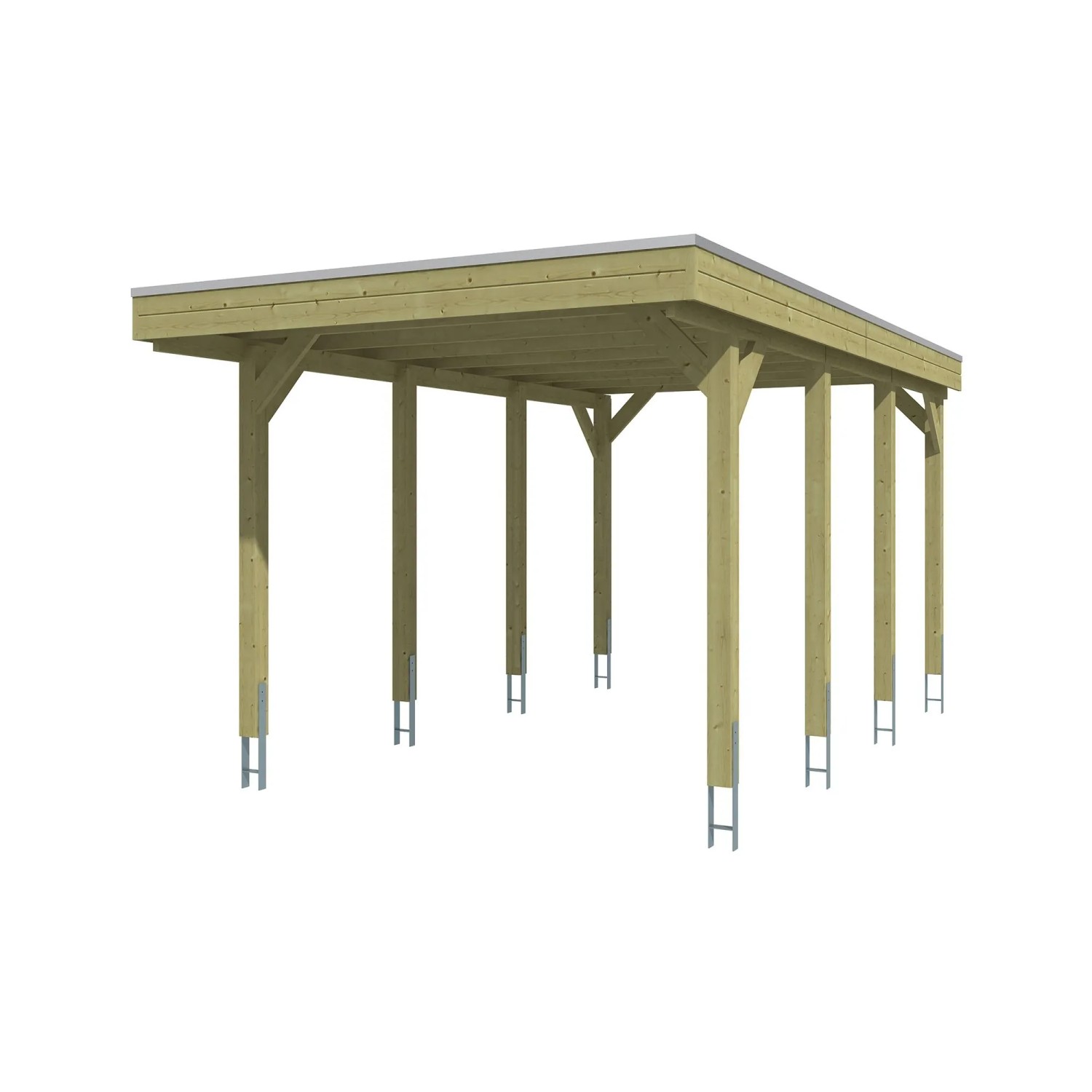Skan Holz Carport Friesland mit EPDM-Dach 320 cm x 555 cm Grün