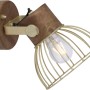 Just Light Alami Wandlampe, 1-flammig, Messing matt, mit Holzdetails und offenem Lampenschirm.