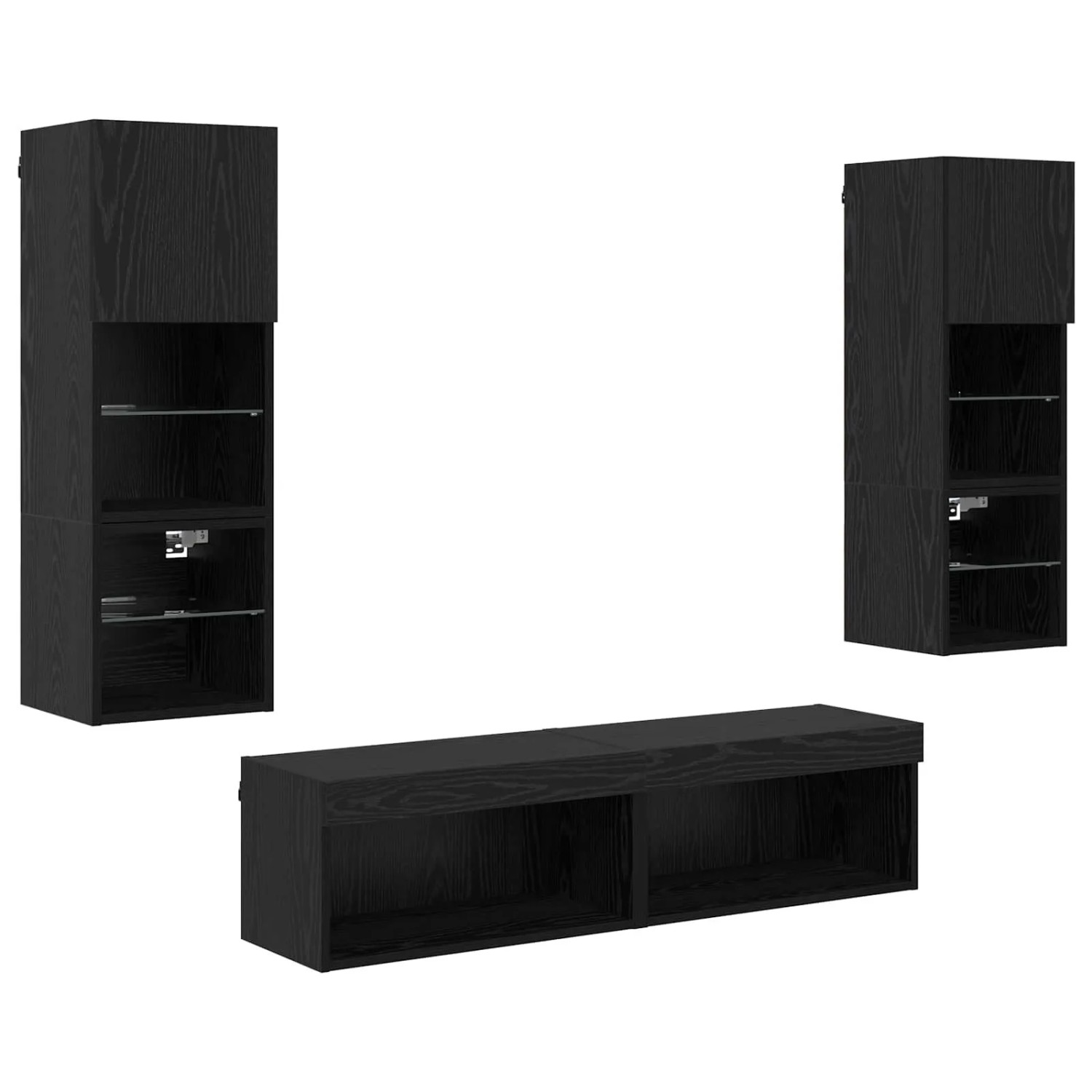 vidaXL TV-Wandmöbel 6-Tlg Schwarz Eichen-Optik Holzwerkstoff 3402931