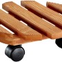 Hellbrauner Wagner Kübelroller Country Ø 30 cm aus FSC®-Holz mit schwarzen Doppelrollen.