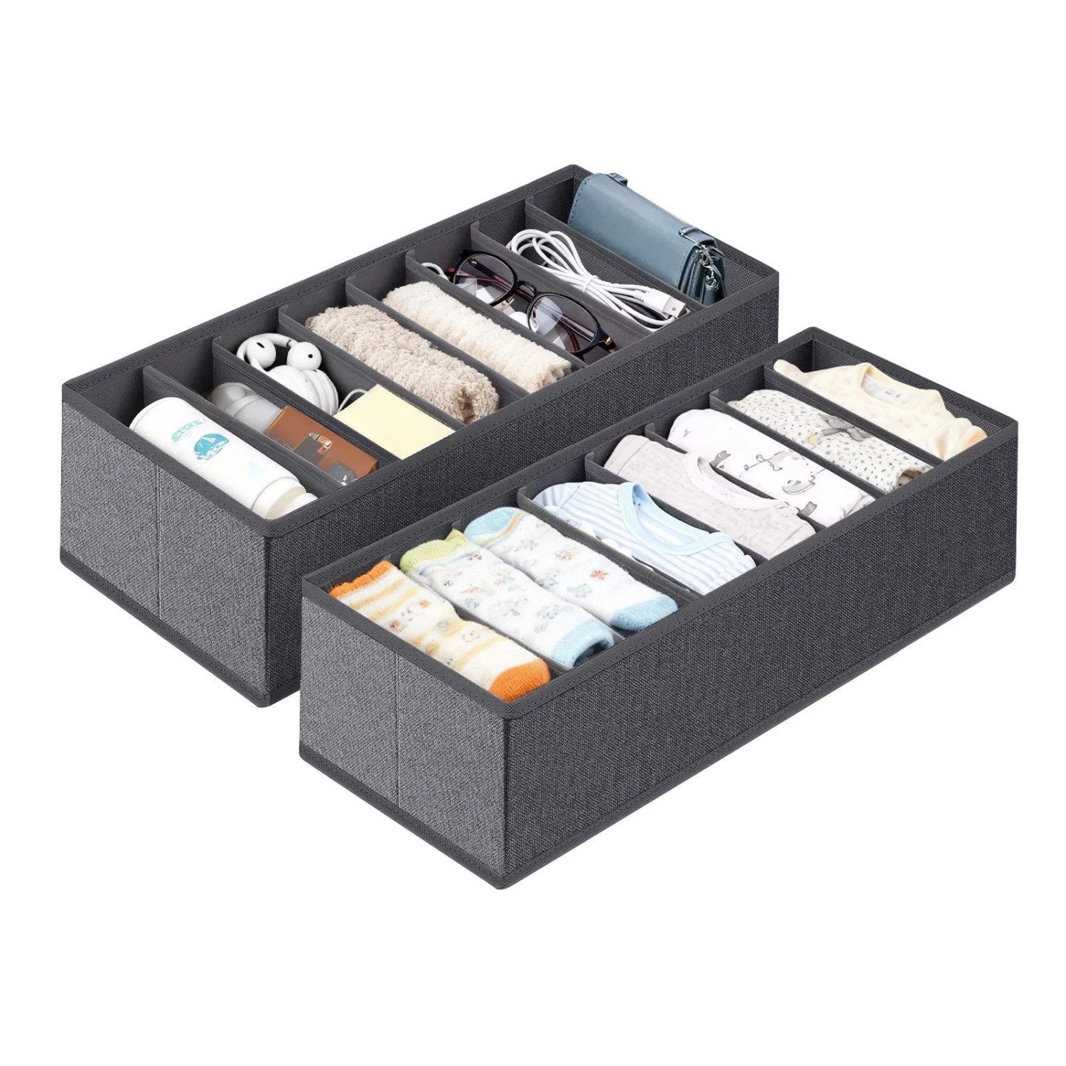 Sekey Aufbewahrungsbox Aufbewahrungsbox Set aus Vliesstoff Faltbare Schubladen 2 St 22 x 51 x 11 cm Organizer für Schrank und Kleiderschrank